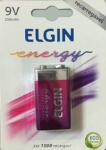 Bateria Elgin 9V Recarregável 250MAH 
